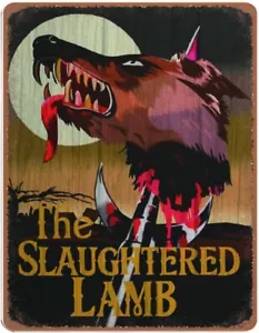 Vintage geschlachtetes Lamm Pub amerikanischer Werwolf Londoner Mann Höhle Metallschild - Bild 1 von 3