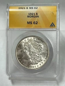 Dólar de plata Morgan 1921 ANACS MS 62 - Imagen 1 de 2