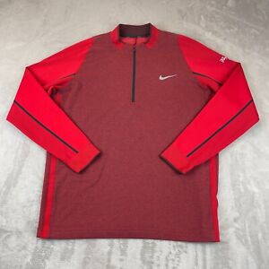 Nike Golf 1/2 Zip Top Men Large Red Dri Fit Long Sleeve Pumpkin Ridge GC Logo