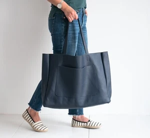 Oversized Slouchy women grey hobo, Shopping leather bag, Tote leather tote - Picture 1 of 8