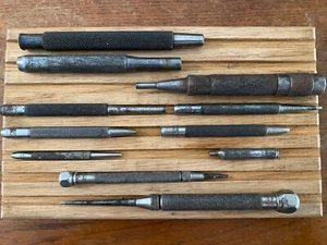 Vintage Lot Starrett Drive Drift Pin Center Set Punch Machinist Tools 11pc - Picture 1 of 12