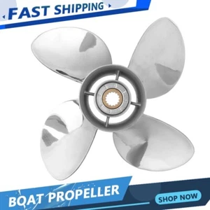 13 x 21 Stainless Outboard Boat propeller For Yamaha 50-130HP 4Blades 15tooth RH - Foto 1 di 6