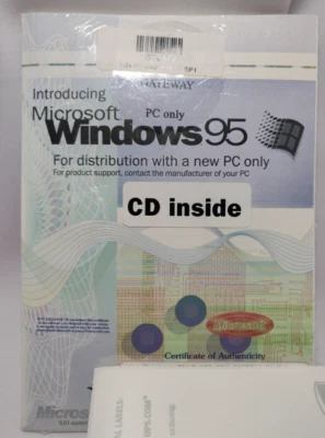 NEW Sealed Microsoft Windows 95 - CD, Operating System, Key, COA - Image 1 of 3