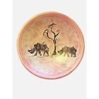 Carved Rhinos Dish Bowl Soap Stone Safari Etched Animal African Art Barbie Pink