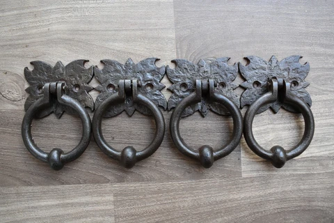 vintage Cast Iron knocker chest door ring Pull drop handle knobs 4 pic Cover