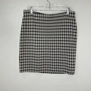 J Jill Skirt Womens Medium Petite Ponte Knit Pull On Elastic Waist Plaid - Picture 1 of 8
