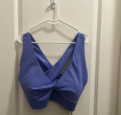 NWT Fabletics Womens 3X Oasis Twist Sports Bra Periwinkle Punch Crisscross Strap - Image 1 of 4