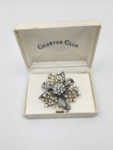 Vintage Charter Club fiocco disegno floreale con strass spilla/spilla - Foto 1 di 4