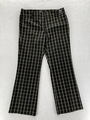 NY&C 7th Avenue Suiting Collection Pants Women's 14 Black Plaid Stretch Bootcut - Image 1 of 4