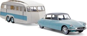 Norev 1:18 Scale Citroen DS 19 1959 Bleu Nuage + Aubergine + Caravane Henon - Picture 1 of 1