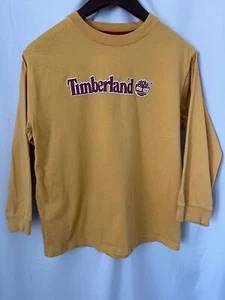 Timberland Boys Yellow Long Sleeve Red "Timberland" Tee - Picture 1 of 9