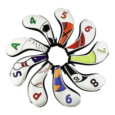 9pcs Waterproof Golf Club Covers PU Leather Headcover Iron Covers Present - Image 1 of 3