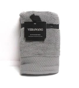 Vera Wang Set of 2 Grey Hand Towels 16" x 30" - Picture 1 of 3