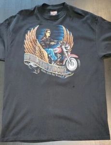 Mens Vintage Harley Davidson Ride With The Wind T-Shirt 1994 Single Stitch XL - Picture 1 of 11