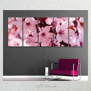 Fiori pesco 6 - Quadro Moderno su Tela 190x70 Camera da Letto Soggiorno Ufficio - Foto 1 di 1