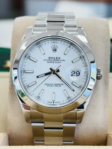 Rolex Datejust 41 126300 Oyster White Stick Dial Smooth Bezel  Watch - Picture 1 of 14