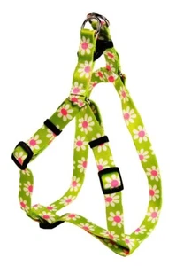 Yellow Dog Step in Dog Puppy Strap Harness Adjustable - Green Daisy - Picture 1 of 1