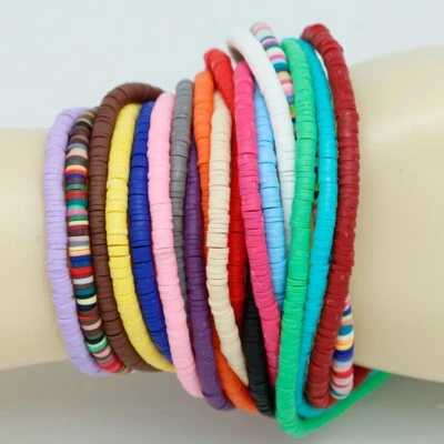 1Strand Handmade 15" Flat Disc Polymer Clay Beads 3/4/5/6/8mm Wholesale lot - Image 1 of 4