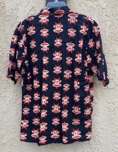 Vintage Paul Frank Button Up Shirt Size M Devil Monkey Head Print All Over Rare - Picture 1 of 7
