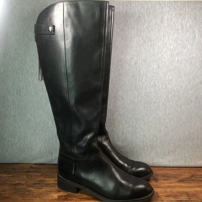 FRANCO SARTO Brindley Riding Boots Size 7M Black Leather Knee High Block Heel - Image 1 of 4