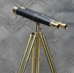 Brass Binoculars with Adjustable Tripod Nautical Home/Office Decor 25x Magnifier - Picture 1 of 8