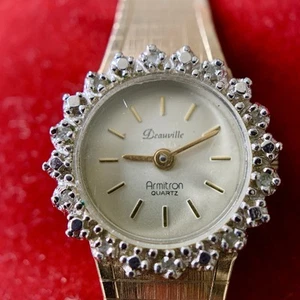 Vintage DEAUVILLE by Armitron Uhr goldfarben Diamant Quarz ungeprüft - Bild 1 von 10
