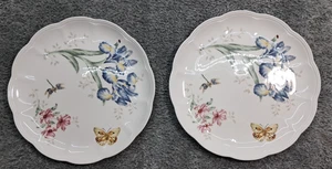 Set of 2 Lenox Butterfly Meadow Orange Sulphur Dinner Plates 11" Scalloped Edges - Picture 1 of 5
