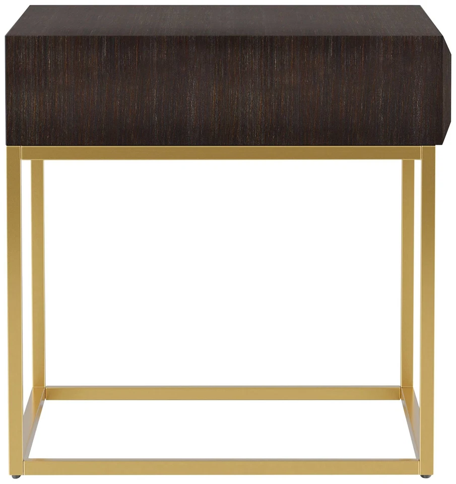 Gilhame 23" Wide Walnut Wood and Gold Metal Square End Table - Image 1 of 1