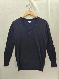 GAP V-neck Women's Metallic Blue Lightweight Pullover Long Sleeve Sweater Sz-S - Picture 1 of 4