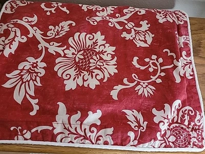 Ralph Lauren King Almohada Sham Rojo Riviera Francesa Medallón Crema Borde Chaps Foto 1 de 4