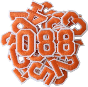 GYGYL 30 Pezzi Cerotti Ferro su Numeri, Cerotti Numerici Arancioni, Numeri 0-9 Appl - Foto 1 di 12