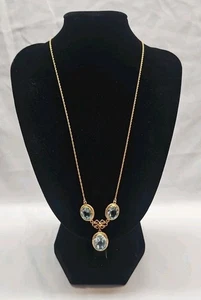 Collar Vintage PERSONALIZADO ORO AMARILLO 14K con 3 grandes aguamarinas ¡¡IMPRESIONANTE!!! - Imagen 1 de 10