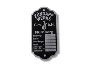 Placa de identificación Zündapp Werke placa id plate - Imagen 1 de 1