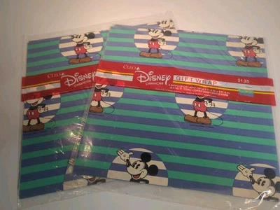 Cleo ~ Disney Company Микки Маус подарок надежном бумаги упаковка новый нераспакованный 4 листов/2 упаковки - Изображение 1 из 4