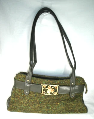 Cartera de tweed de lana verde vintage de tejedores de mucros en Irlanda Foto 1 de 4