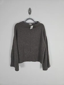 Nwt Club Monaco Bell Sleeve Sweater Size Medium Marled Brown Mock Neck Wool Blen - Picture 1 of 11