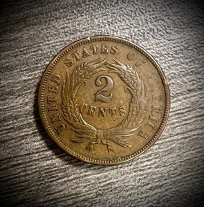 1865 Two Cent Piece CHOICE AU E226 KEM - Picture 1 of 2