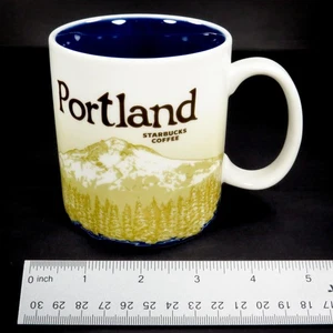 Starbucks Portland Kaffeebecher 16 fl oz weiß, blau Collector Series 2009 NEU - Bild 1 von 7