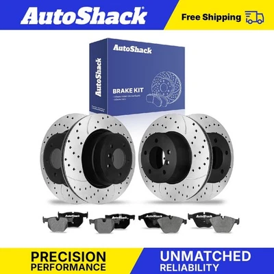 Front Rear Drilled Slotted Brake Rotors Ceramic Pads for BMW 528i xDrive - Image 1 of 4