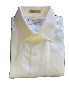 White Cotton Laydown Collar Tuxedo Shirt L 34/35 #36 - Picture 1 of 2