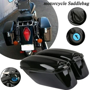 Motorcycle Hard Saddle bags Trunk w/Lid & Latch Key For Harley Touring Road King - Picture 1 of 14
