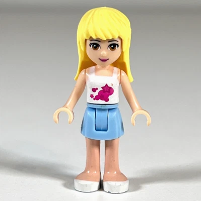 LEGO Friends Stephanie Minifigure with Brown Eyes & Blue Skirt frnd002 3930 l4 - Image 1 of 4