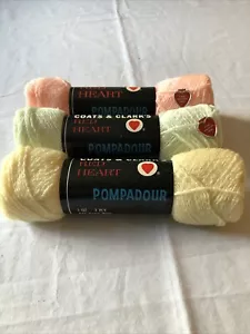 Coats & Clark’s Red Heart Pompadour Garn - 3 Knäuel, verschiedene Farben - Bild 1 von 4