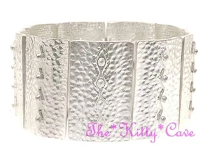 Textured Aztec Cleopatra Pharaoh Egyptian Roman Tribal Slave Wide Silver Bangle - Picture 1 of 2