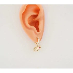 Vintage14k Yellow Gold CZ Dangle Earrings Jewelry 2.70g - Bild 1 von 5