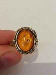 Woman ring in vermeil and amber - Picture 1 of 12