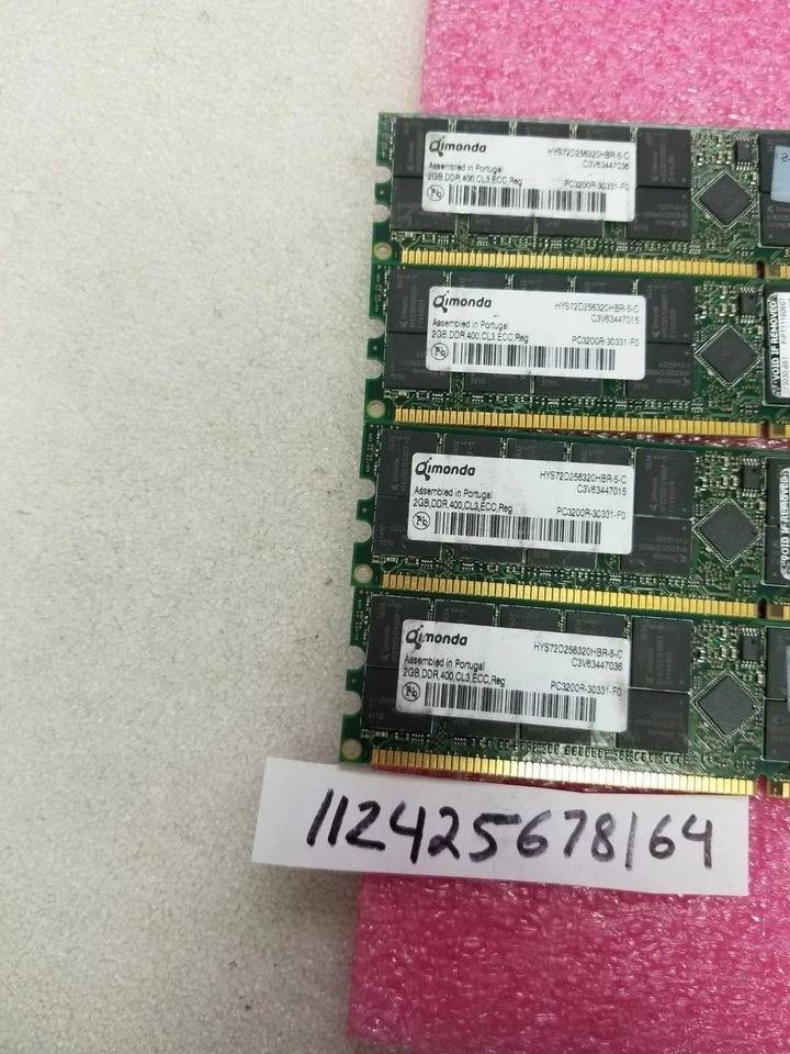 KIT SERVIDOR RAM 8GB 4X 2GB PC DDR1 PC3200R 400MHZ 3200 400 184PIN RDIMM  Foto 1 de 1