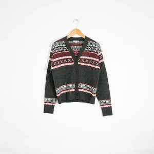 JW Anderson Uniqlo Cardigan Sweater Womens XS - Gray Fair Isle Jumper Wool Blend - Picture 1 of 5