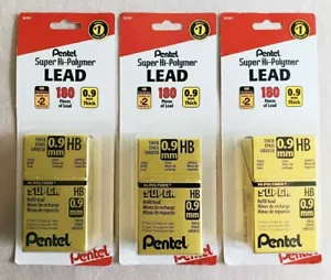 Pentel Super Hi-Polymer HB Lead Refills 0.9 mm Thick LOT OF 3 - Picture 1 of 4