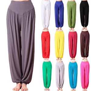 юWomen Harem Trouser Long Pants Baggy Dance Yoga Plain Leggings Casual Plus Size - Picture 1 of 25